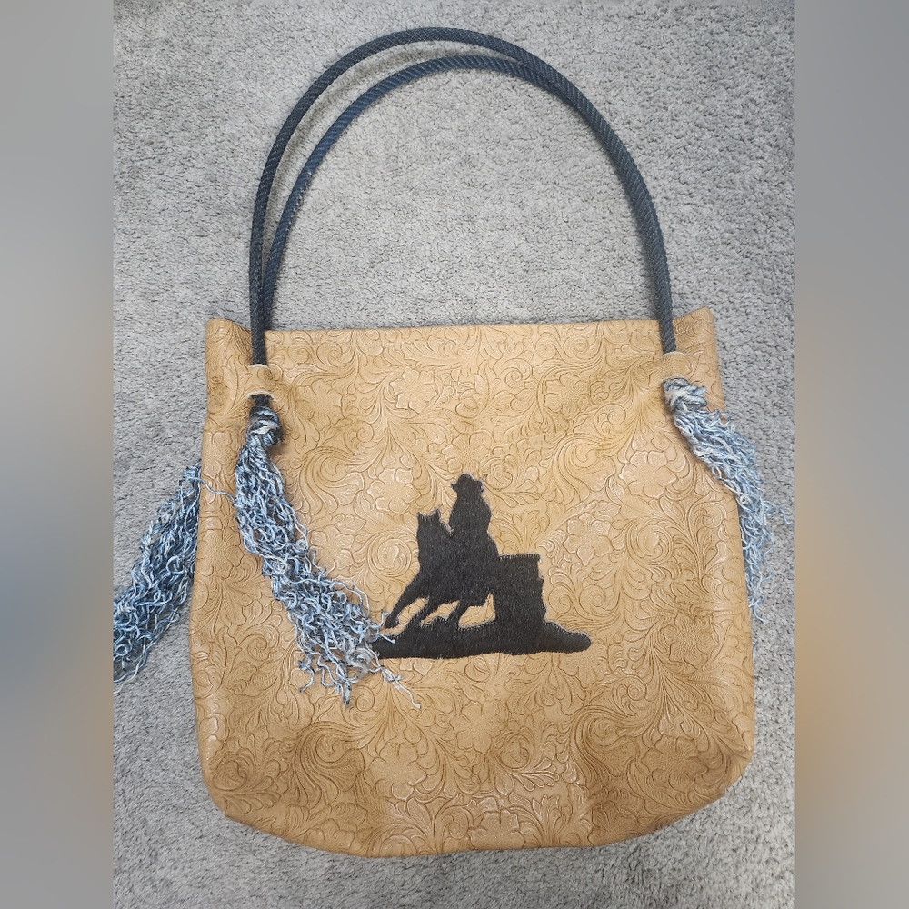 Western Barrel Racing Leather & Cowhide Purse